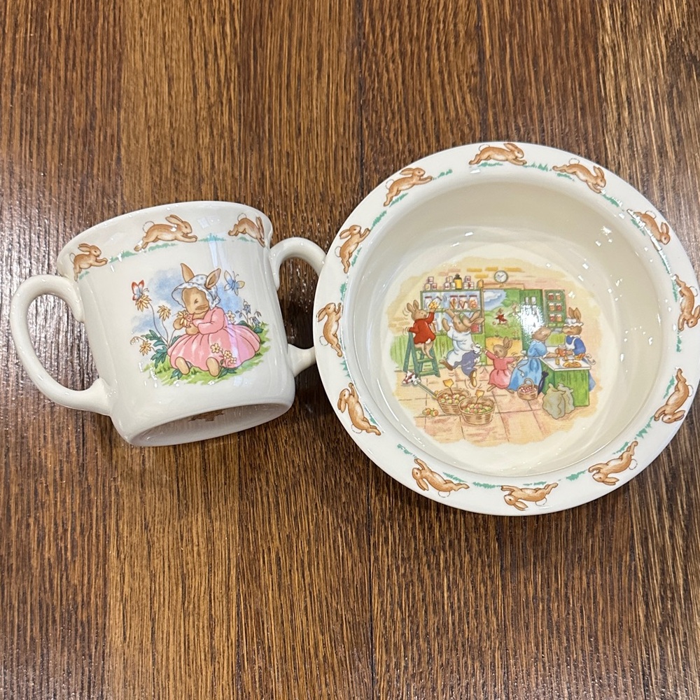 Vintage Royal Doulton Bunnykins Baby Bowl and Mug Set